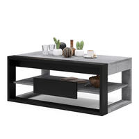 COUCHTISCH rechteckig Beton Schwarz aufklappbar - Hellgrau/Schwarz, Holzwerkstoff (60/110/45cm) - designimpex