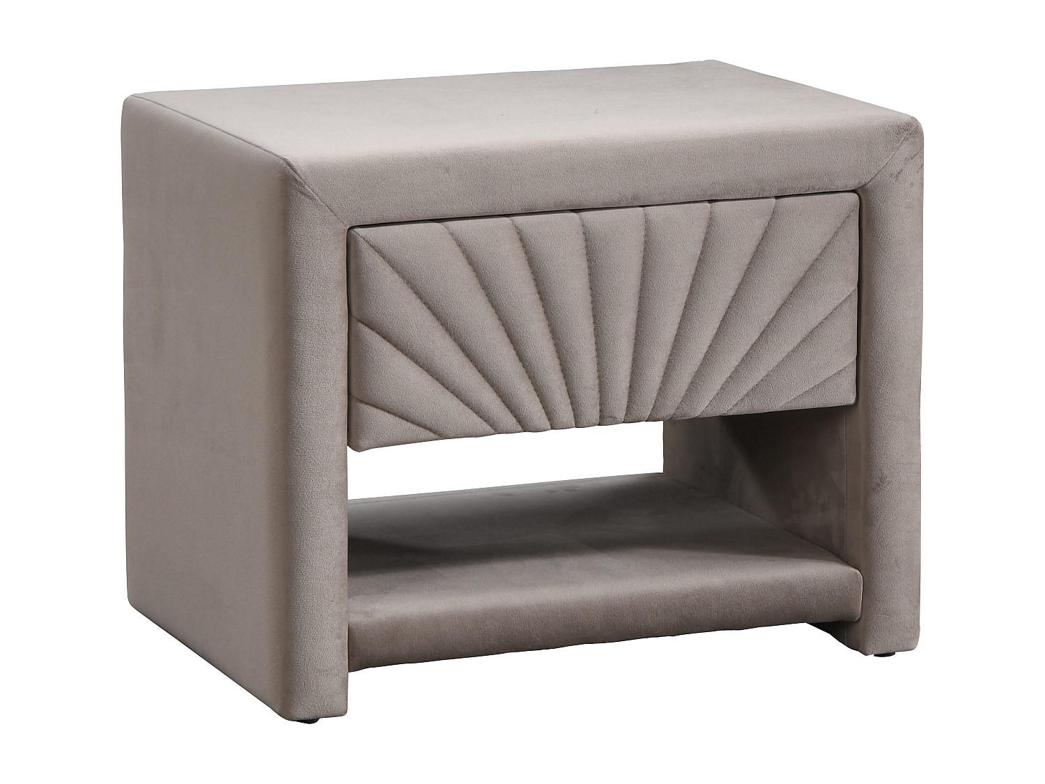 NACHTTISCH mit 1 Schublade & 1 Ablage - Samt - Beige - ULAMI - Beige, Textil (50/41/35cm) - Vente-Unique