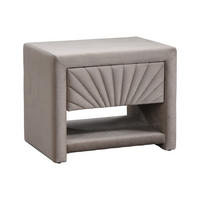 NACHTTISCH mit 1 Schublade & 1 Ablage - Samt - Beige - ULAMI - Beige, Textil (50/41/35cm) - Vente-Unique