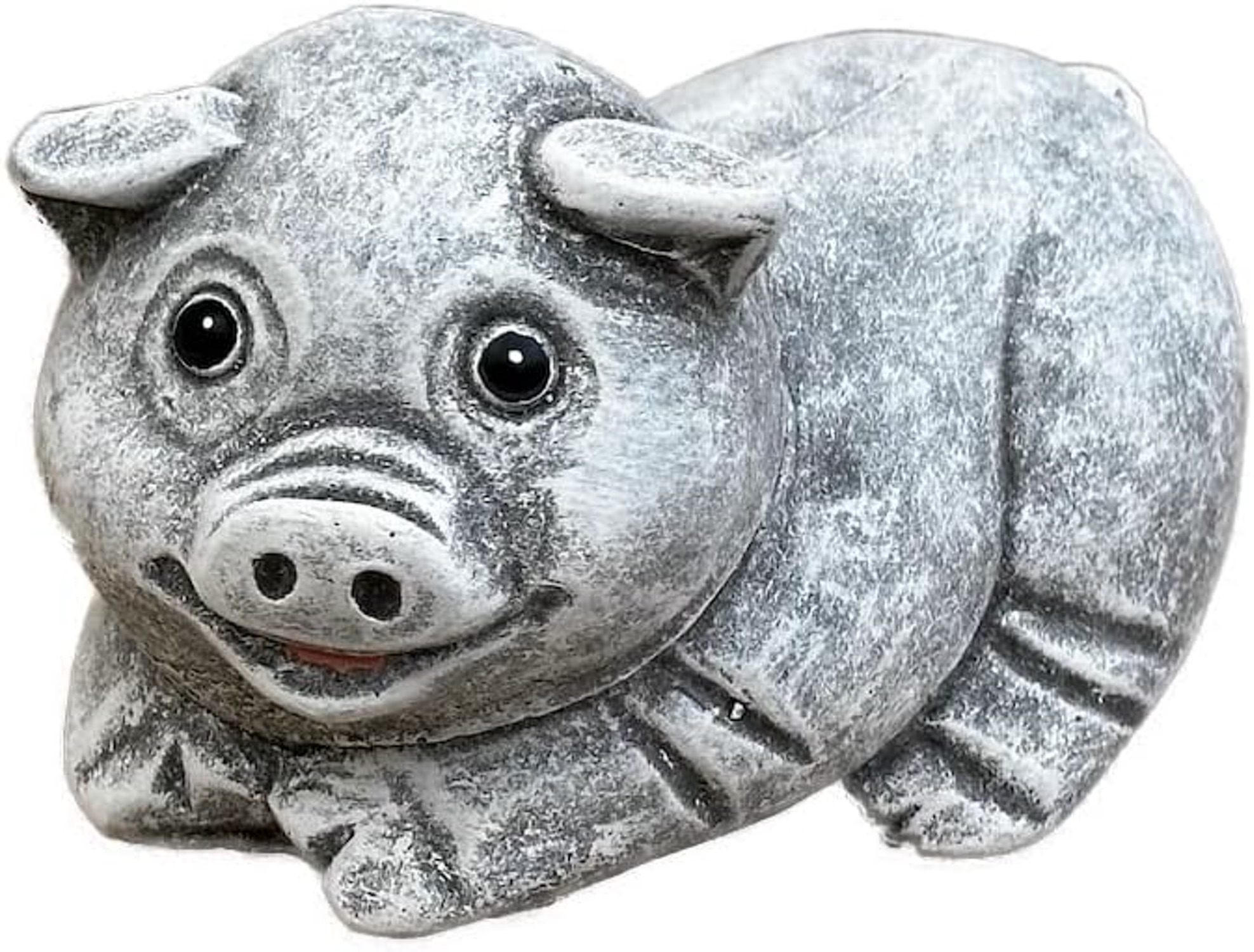 STEINFIGUR Glücksschwein Svenny Schwein Schweinchen Steinguss frostfest - Grau, Stein (16/7/11cm) - stoneandstyle