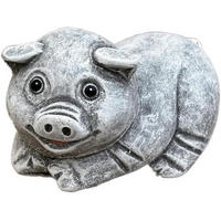 STEINFIGUR Glücksschwein Svenny Schwein Schweinchen Steinguss frostfest - Grau, Stein (16/7/11cm) - stoneandstyle