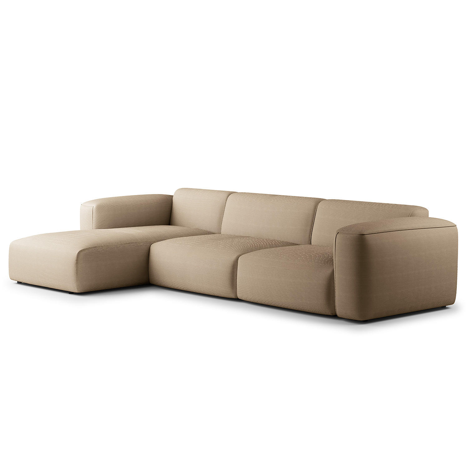 3-SITZER ECKSOFA mit Longchair - Taupe/Schwarz, Kunststoff/Textil (317/173cm) - home24
