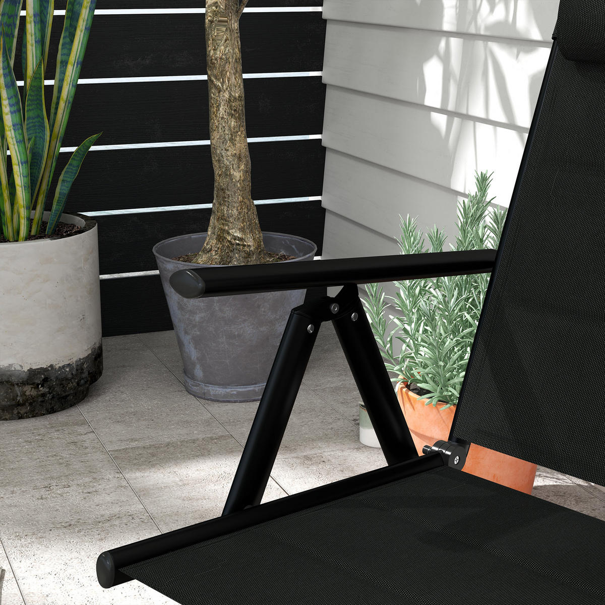 KLAPPSESSEL Schwarz 2 Stück - Schwarz, Metall (54/108/67cm) - GiPP