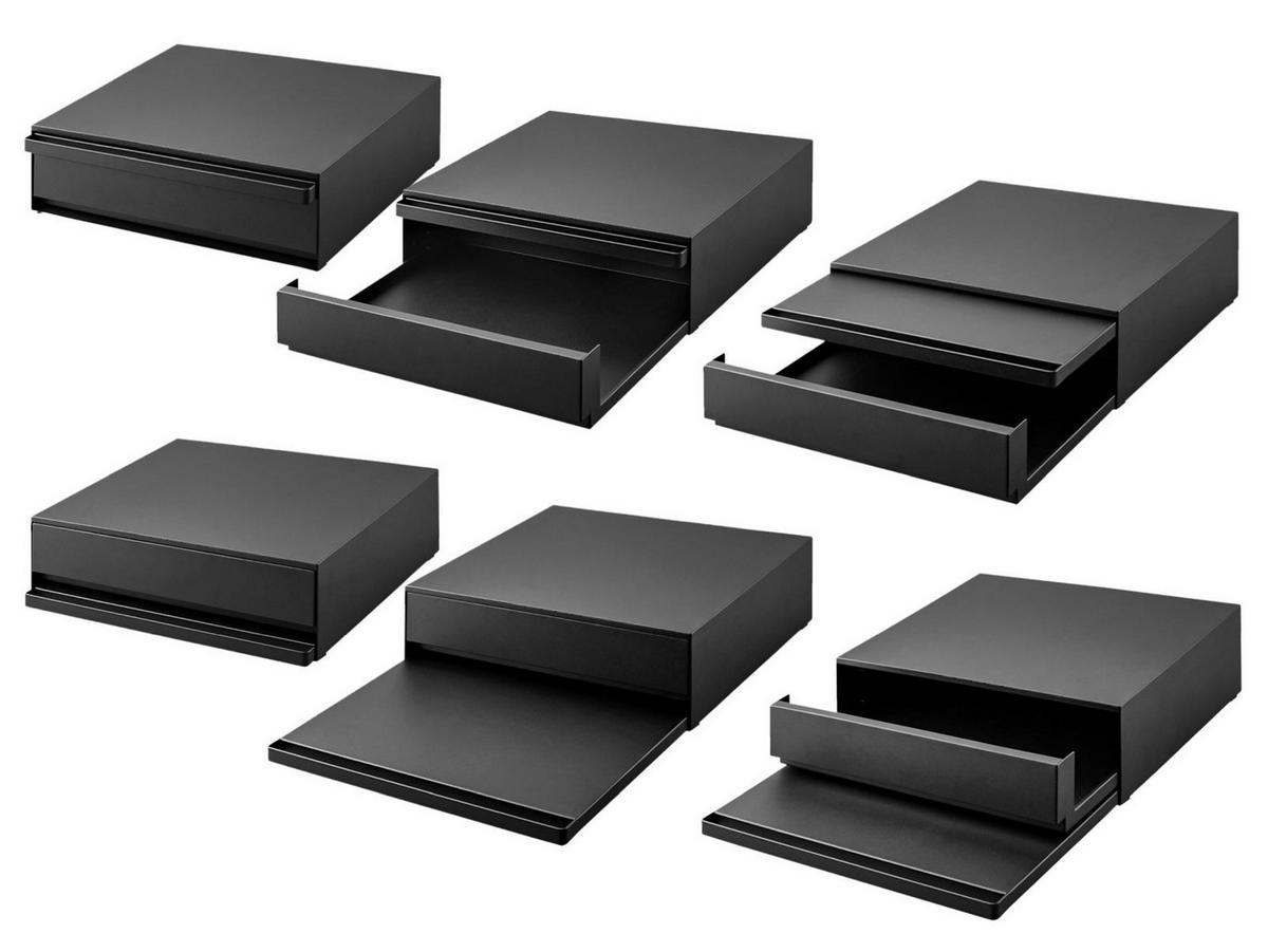 ARBEITSPLATTEN-AUSZIEHTABLETT Tower schwarz 45/13/37 cm mit 1 Schublade - Schwarz, Metall (45/13/37cm) - Yamazaki