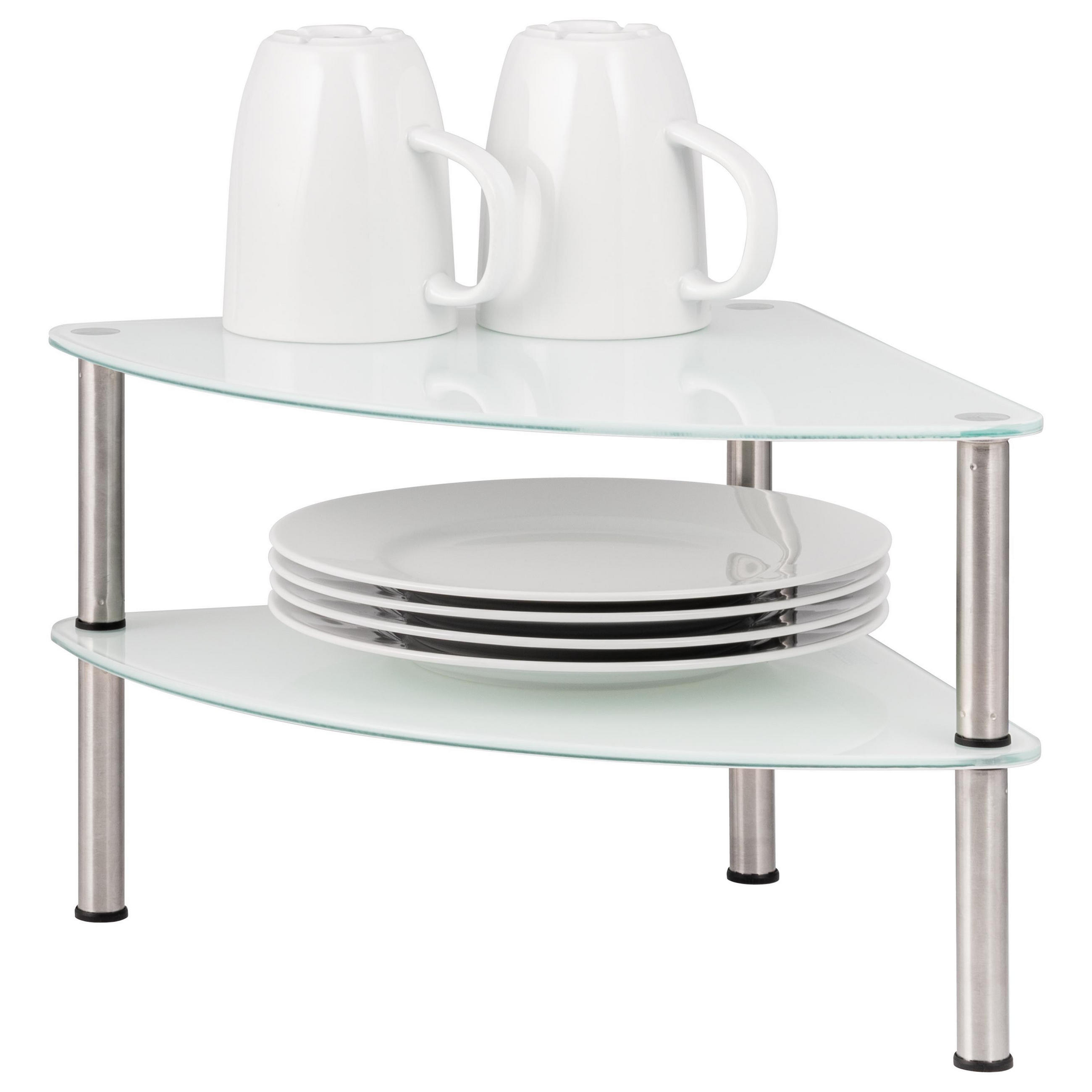 ECKREGAL, Glas, Edelstahl, weiß - Weiß, Glas (28/21/28cm) - bremermann