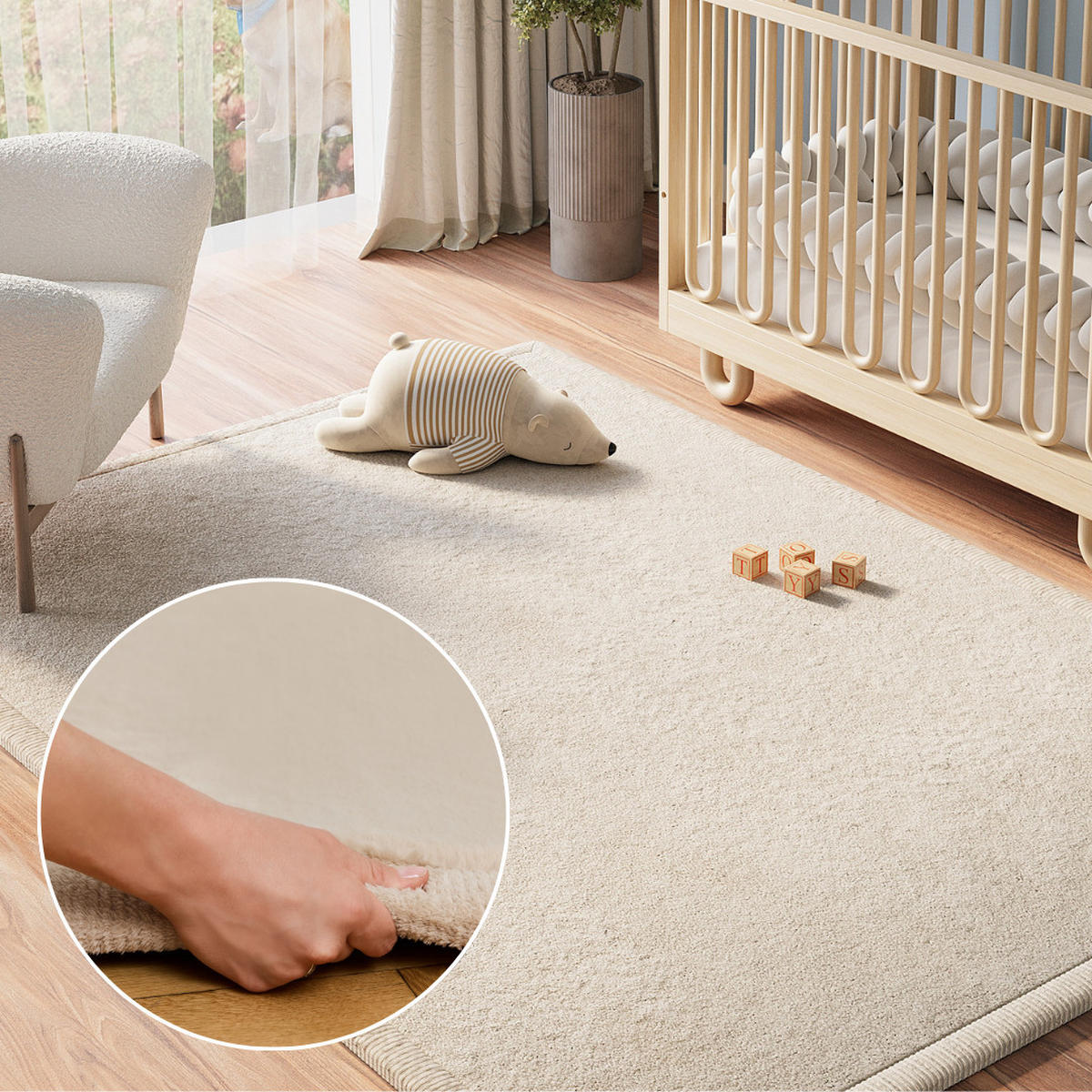 KINDERTEPPICH FLUFFIN beige kuschelig waschbar 120/170 cm - Beige, Textil (120/170cm) - Tapiso