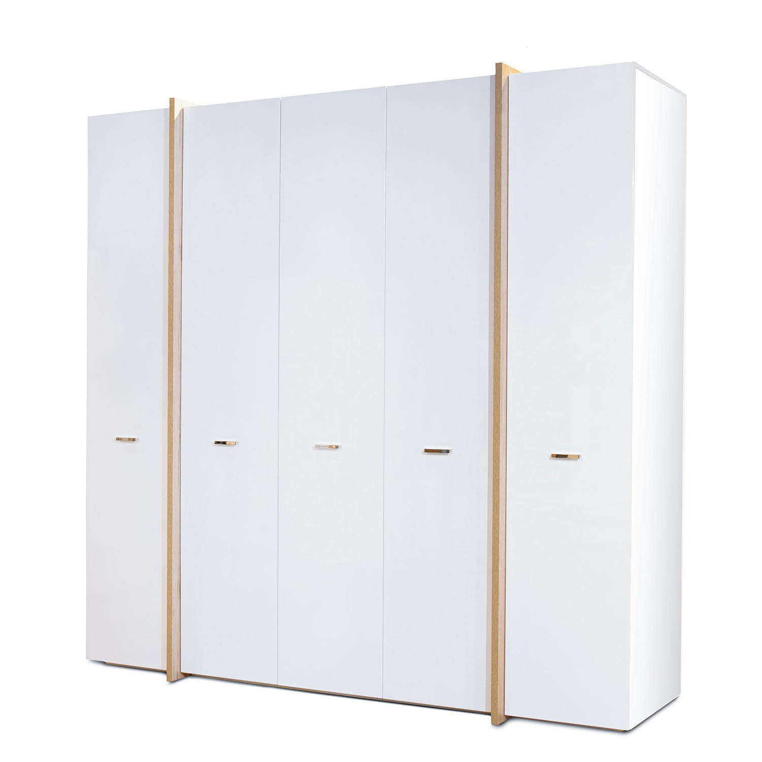 DREHTÜRENSCHRANK mit 5 Türen - Weiß / Eiche Sonoma Dekor - Eichefarben/Silberfarben, Holzwerkstoff/Metall (235/229/64cm) - home24
