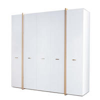 DREHTÜRENSCHRANK mit 5 Türen - Weiß / Eiche Sonoma Dekor - Eichefarben/Silberfarben, Holzwerkstoff/Metall (235/229/64cm) - home24