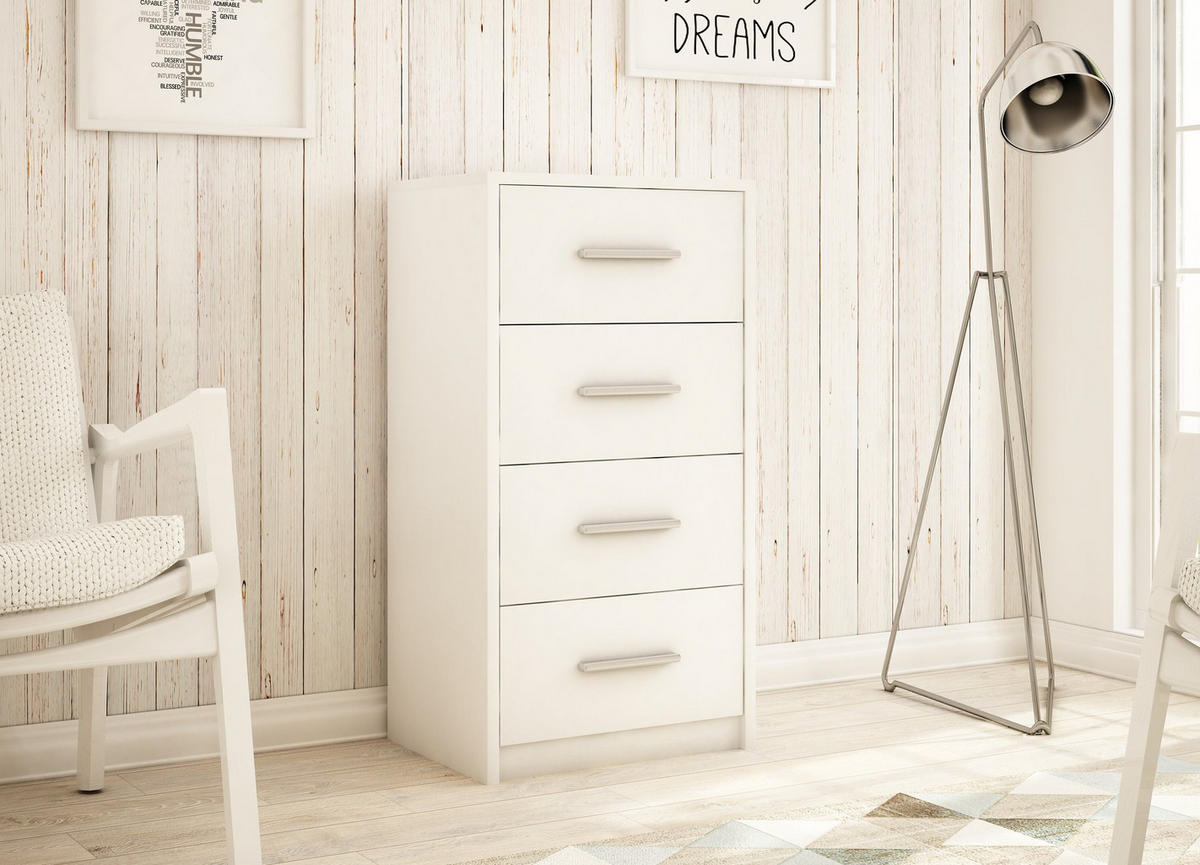 KOMMODE Bodo 4S Weiß 40/35/75 cm - Weiß, Holzwerkstoff (40/75/35cm) - Matkam Möbel