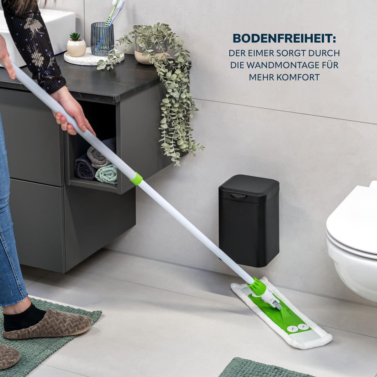 WAND-KOSMETIKEIMER 3 Liter, schwarz - Schwarz, Metall (16/24/23cm) - bremermann