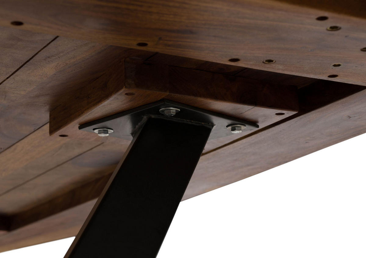 BAUMTISCH Sheesham 180x90x76 natur gebeizt / A-Gestell anthrazit matt FREEFORM 5 - Braun, Holz (90/180/76cm) - Massivmoebel24