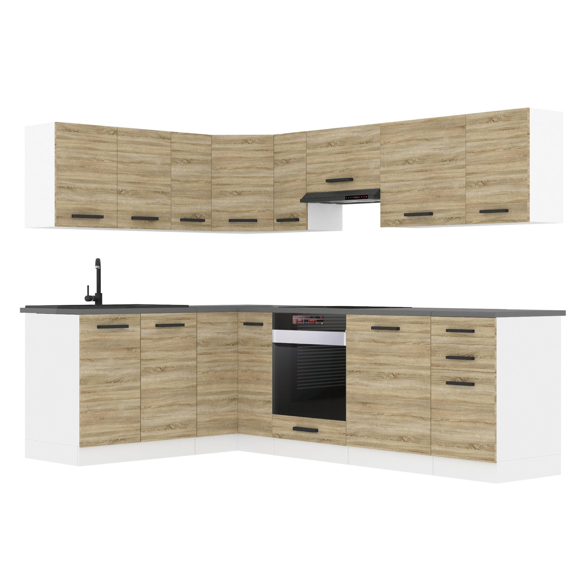 KÜCHE L-Form Janet, , mit Arbeitsplatten, Sonoma-Eiche - Sonoma Eiche, Holz (360/204/60cm) - B BELINI GROUP