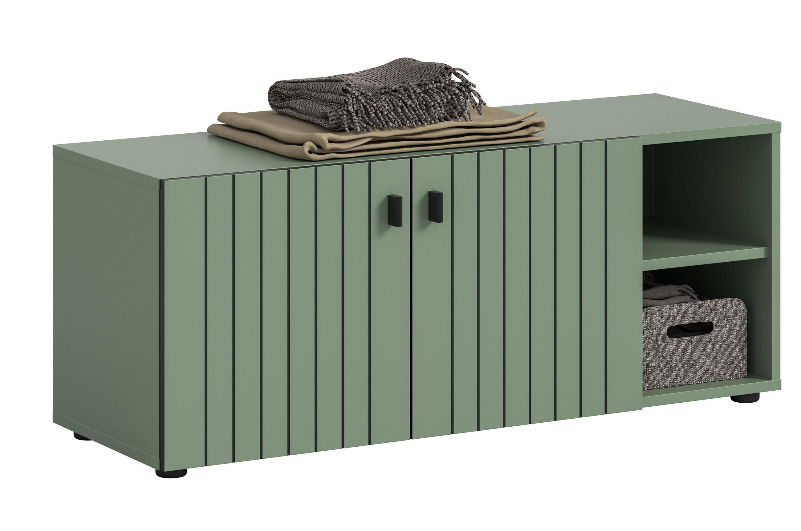SITZBANK STATION (B/H/T: ca. 106/43/37 cm) in Smoke Green/Smoke Green - Grün, Holzwerkstoff (106/43/37cm)