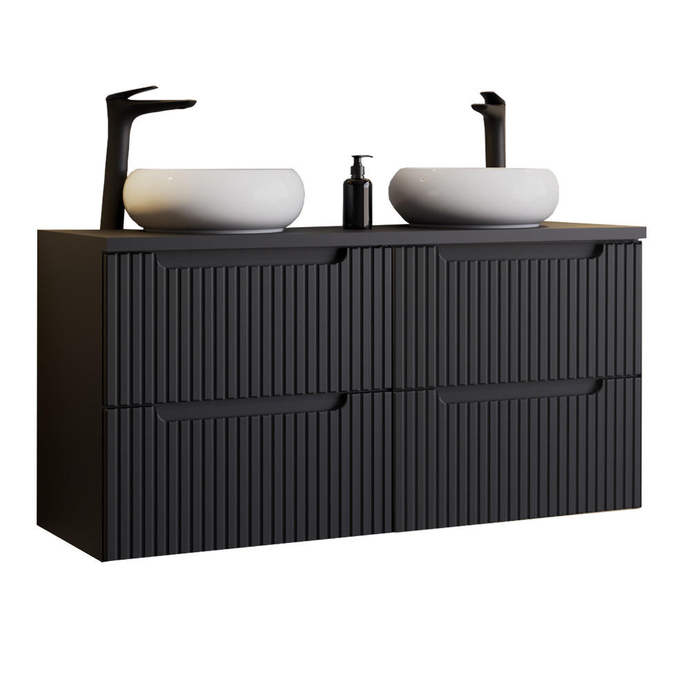 DOPPELWASCHTISCH Newport-56 - Schwarz, Holzwerkstoff (120/72/40cm) - Lomado