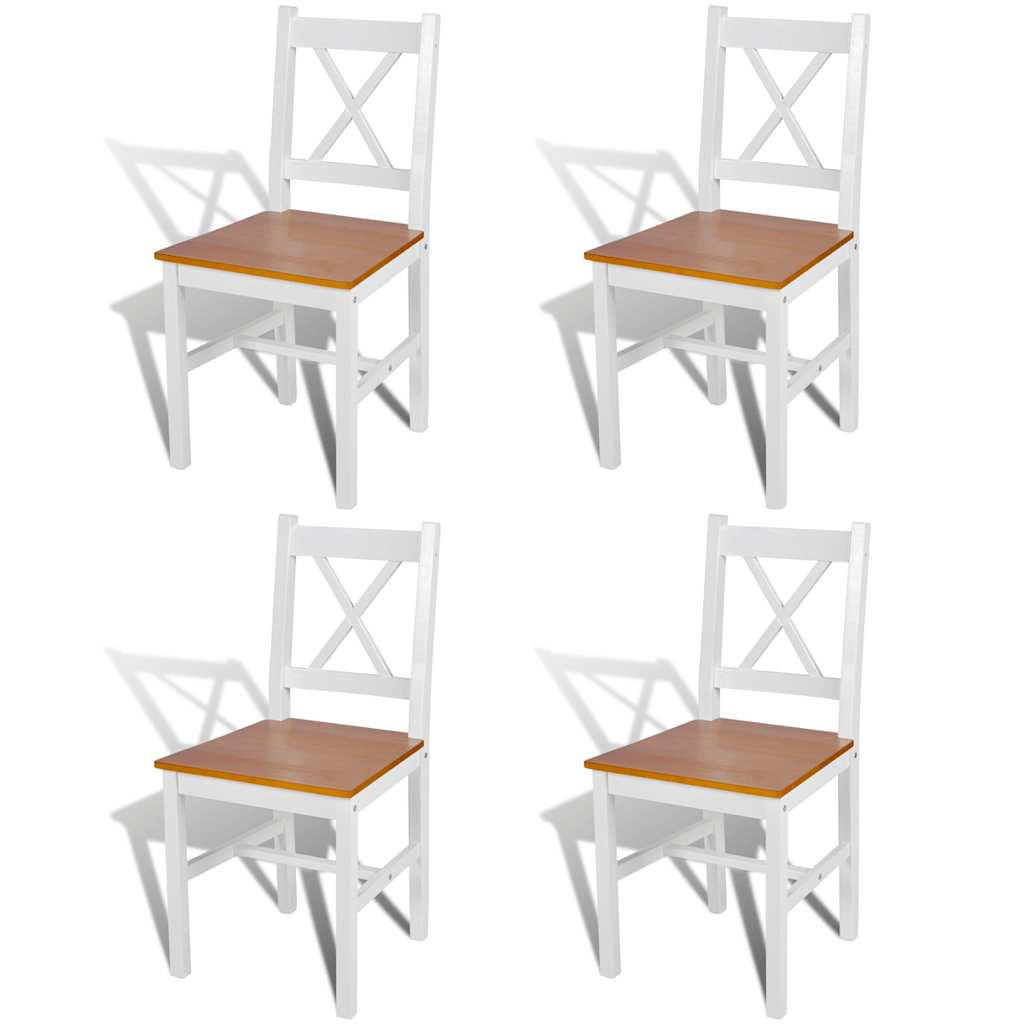 ESSZIMMERSTÜHLE 4Er Set Weiss Kiefernholz - Weiß, Holz (45.5/85.5/41.4cm) - vidaXL