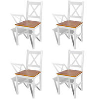 ESSZIMMERSTÜHLE 4Er Set Weiss Kiefernholz - Weiß, Holz (45.5/85.5/41.4cm) - vidaXL