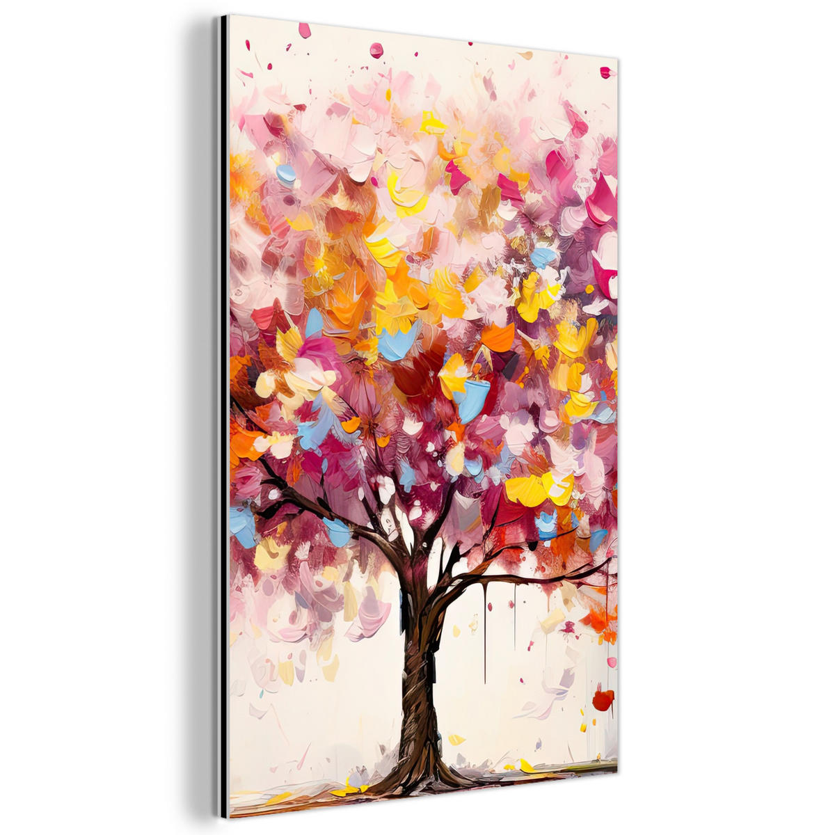 METALLBILD Aquarell - Baum - Kunst - Abstrakt 40x60 cm - Multicolor, Metall (40/60cm) - MuchoWow