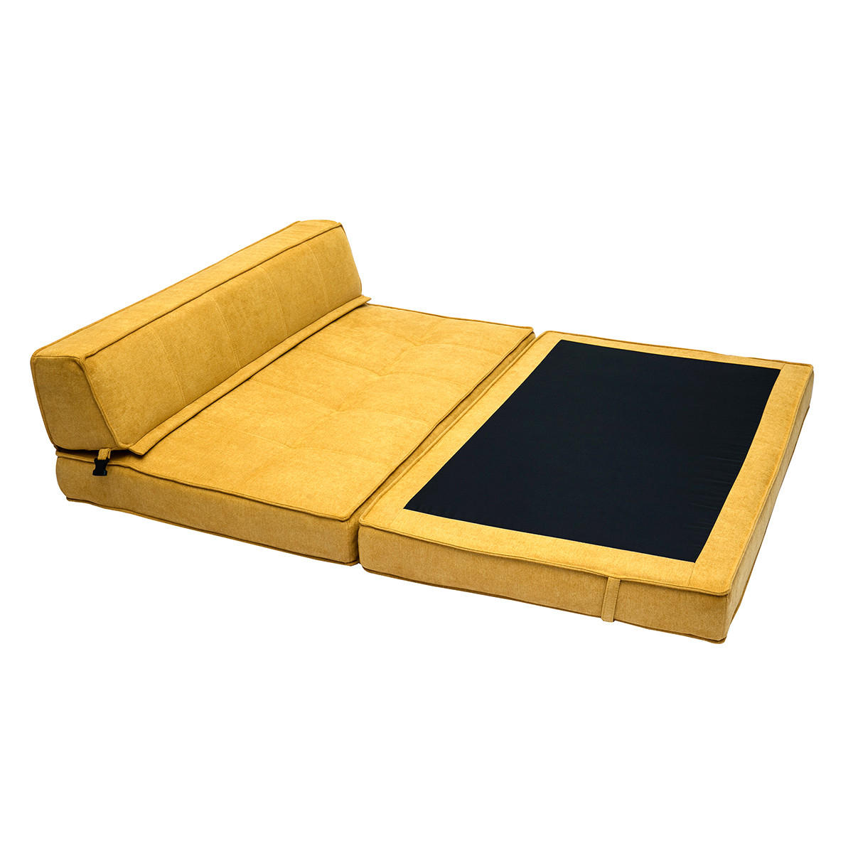 2-SITZER Schlafsofa Senfgelber Stoff Samteffekt KATY - Gelb, Textil (81/51/132cm) - Miliboo