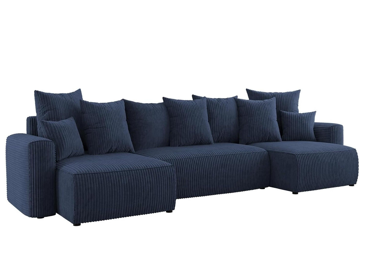 ECKSOFA DAVE U - Blau/Schwarz, Holzwerkstoff (312/142cm) - Meblini