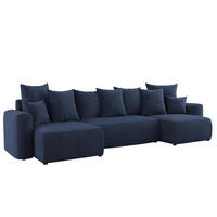 ECKSOFA DAVE U - Blau/Schwarz, Holzwerkstoff (312/142cm) - Meblini