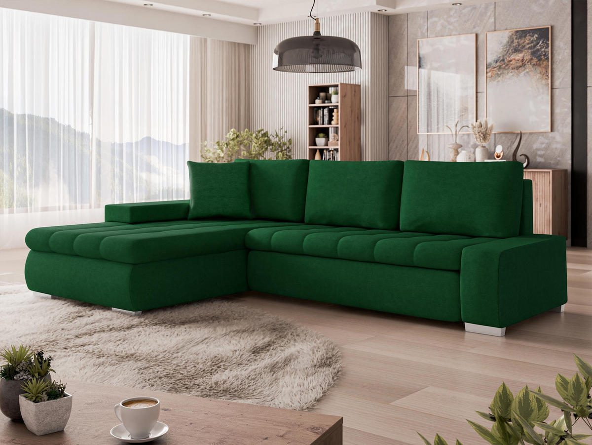 ECKSOFA Orkan Mini - Waldgrün, Holz/Textil (265/185cm) - MIRJAN24