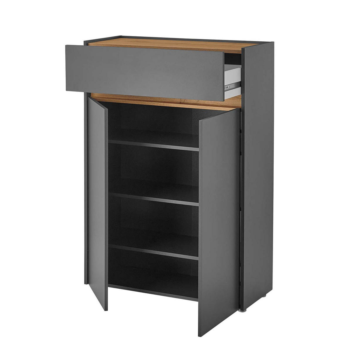 SCHUHSCHRANK City - Anthrazit / Wotan Eiche - Anthrazit, Holzwerkstoff (85/122/35cm) - Möbel Stellbrink