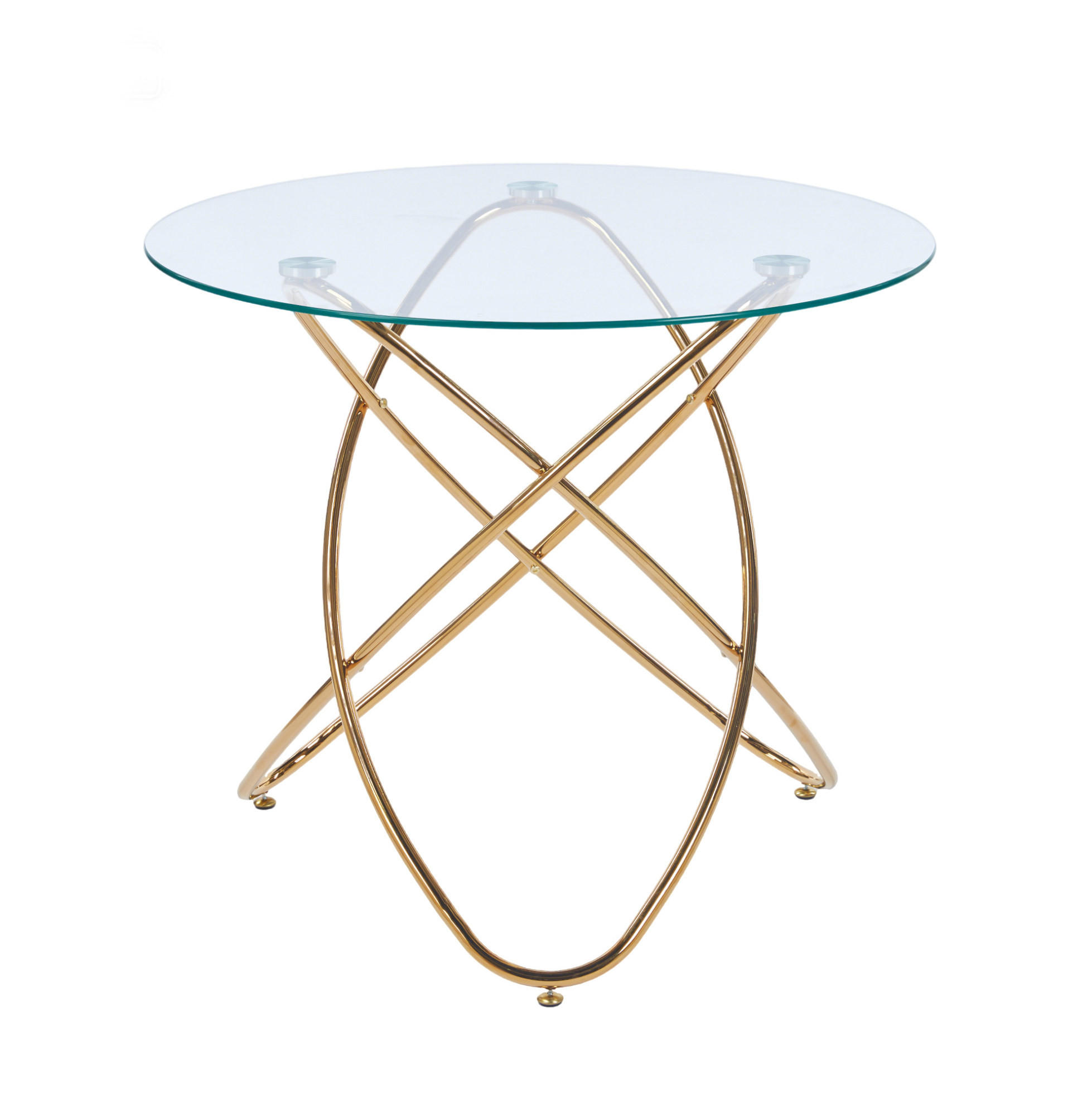 ESSTISCH in Gold mit Glasplatte und Metallgestell,80/80/75 cm - Goldfarben, Metall (80/80/75cm) - Flora Grace
