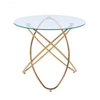 ESSTISCH in Gold mit Glasplatte und Metallgestell,80/80/75 cm - Goldfarben, Metall (80/80/75cm) - Flora Grace