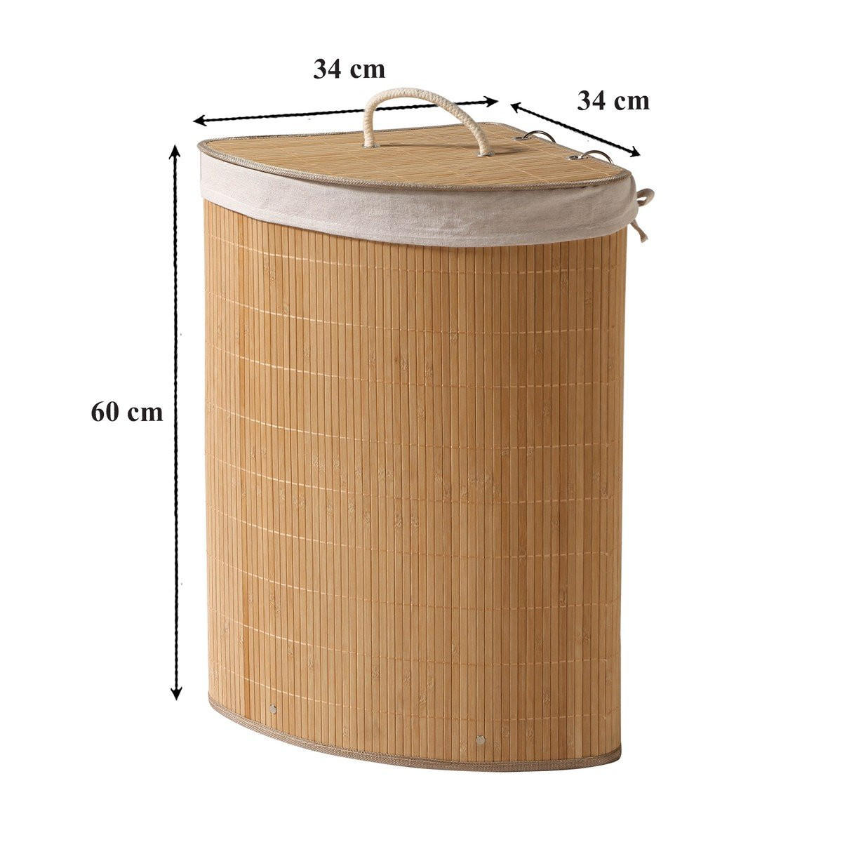 ECK-WÄSCHEKORB aus bambus 35/35/60 cm - Apfelbaumfarben, Holz (35/60/35cm) - Calicosy