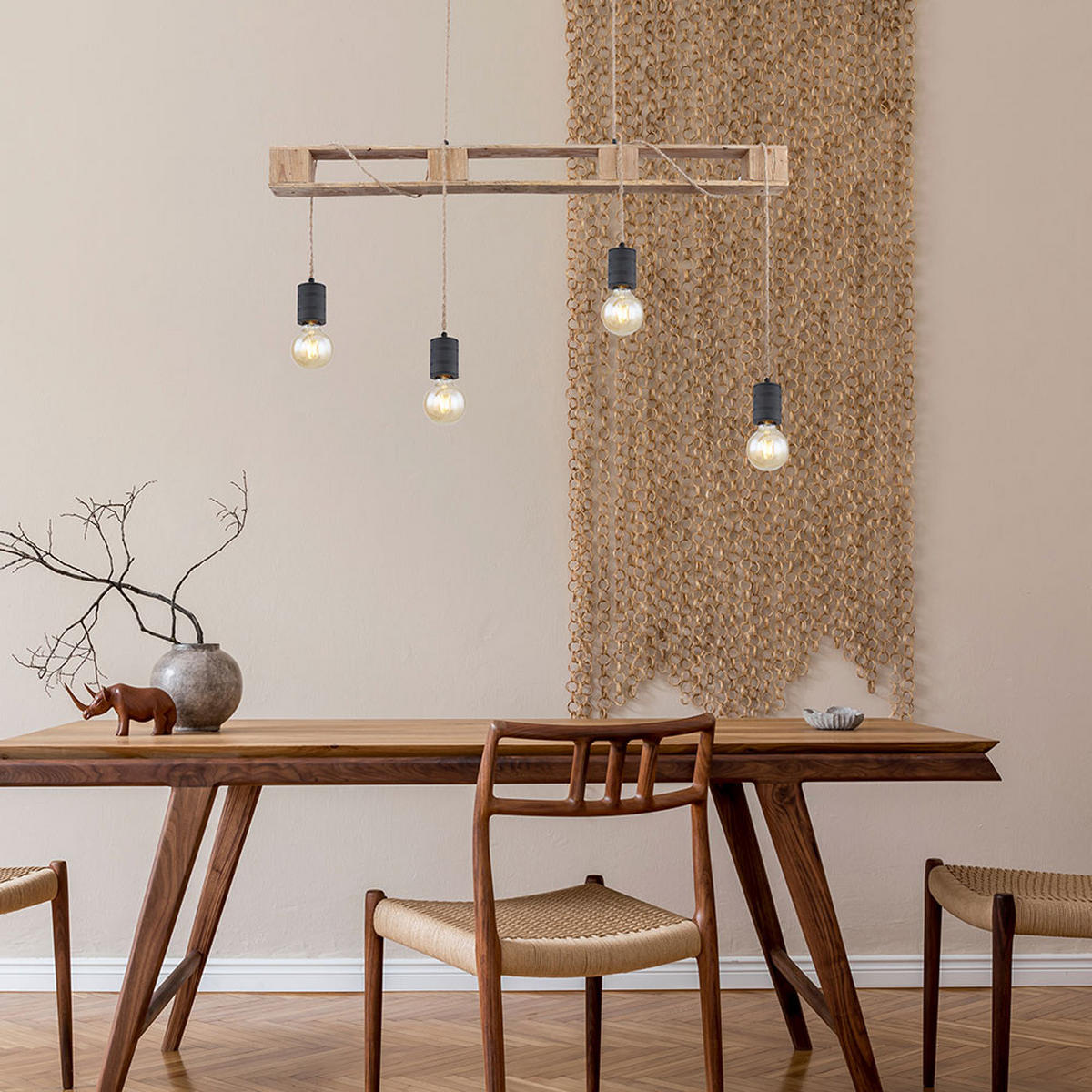 HÄNGELEUCHTE Joelle Holz Braun - Braun, Holz (121/10/120cm) - Globo Lighting