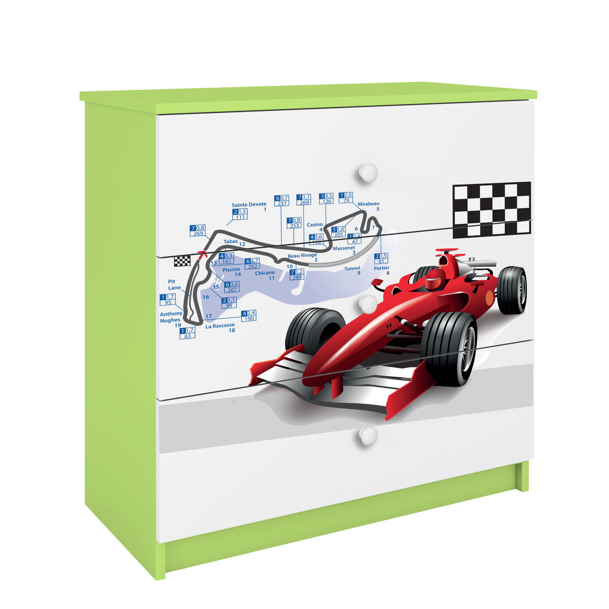 KOMMODE Babydreams Formel 1 81/81/41 - Grün, Holzwerkstoff (81/81/41cm) - RAUMHIRSCH FURNITURE