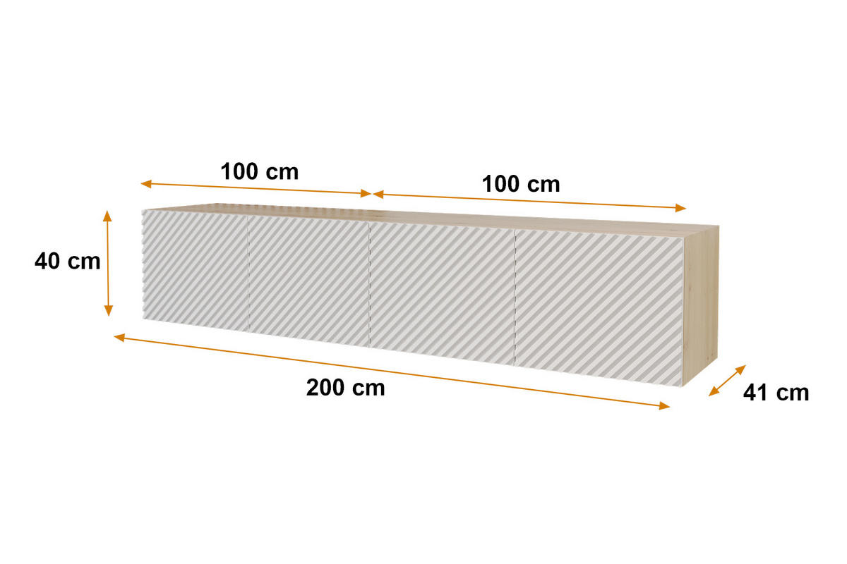 LOWBOARD ZENO-W 2x100x40x41 cm - Artisan / Weiß - Weiß, Holzwerkstoff (200/40/41cm) - ALTDECOR