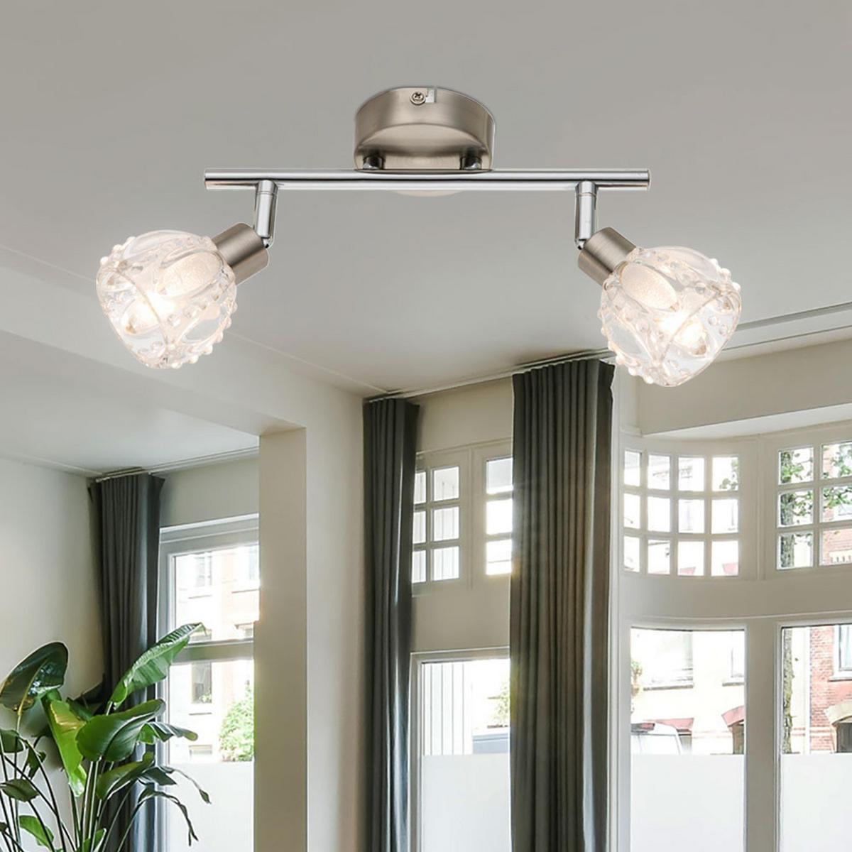 LED DECKENLEUCHTE ALOHA Silber Kristallglas - Silberfarben, Metall (25/8/13.5cm) - Globo Lighting