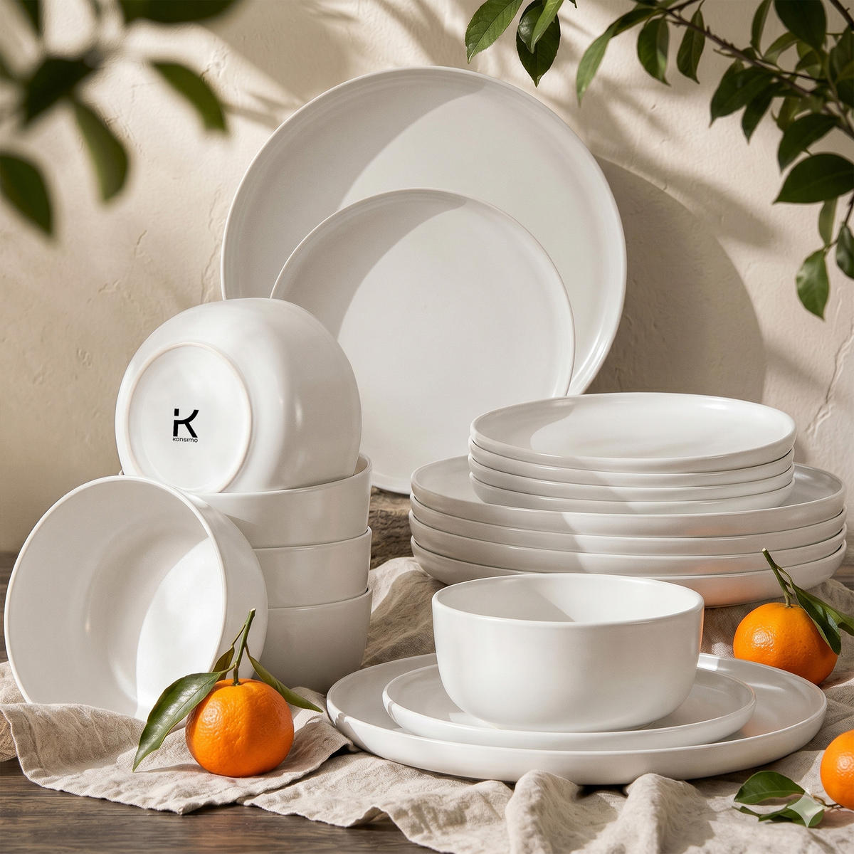 TAFELSERVICE VICTO Schüssel 6 Personen 18-tlg - Weiß, Keramik (27/2/27cm) - KONSIMO®