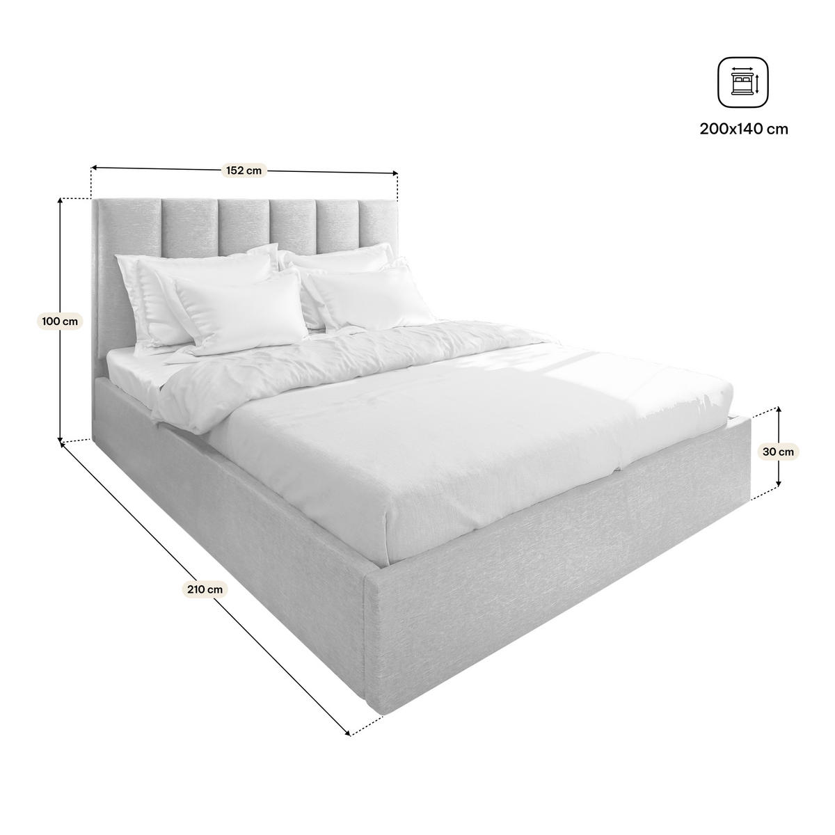 POLSTERBETT LURE 140x200 cm mit Bettkästen - Schwarz - Schwarz, Holz (140/200cm) - MASSENO