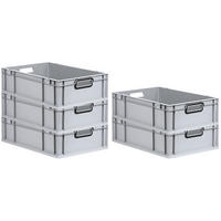 EUROBOX 5x NextGen Color 17x40x60 cm 34 Liter Griffe schwarz offen, Grau - Schwarz/Grau, Kunststoff (40/17/60cm) - PROREGAL