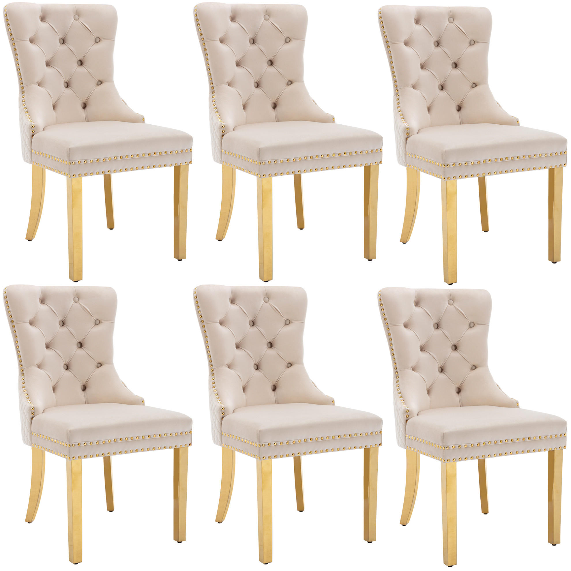 ESSZIMMERSTUHL Samt mit Edelstahlbeinen 50,5 x 45 x 95 cm Beige - Beige, Metall (45/95/50.6cm) - Meubliv