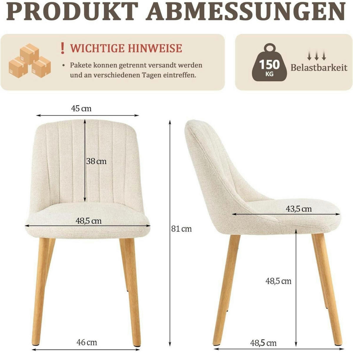 ESSZIMMERSTÜHLE 4er Set Samt Weiß Holzbeine - Weiß, Textil (48.5/81/43.5cm)
