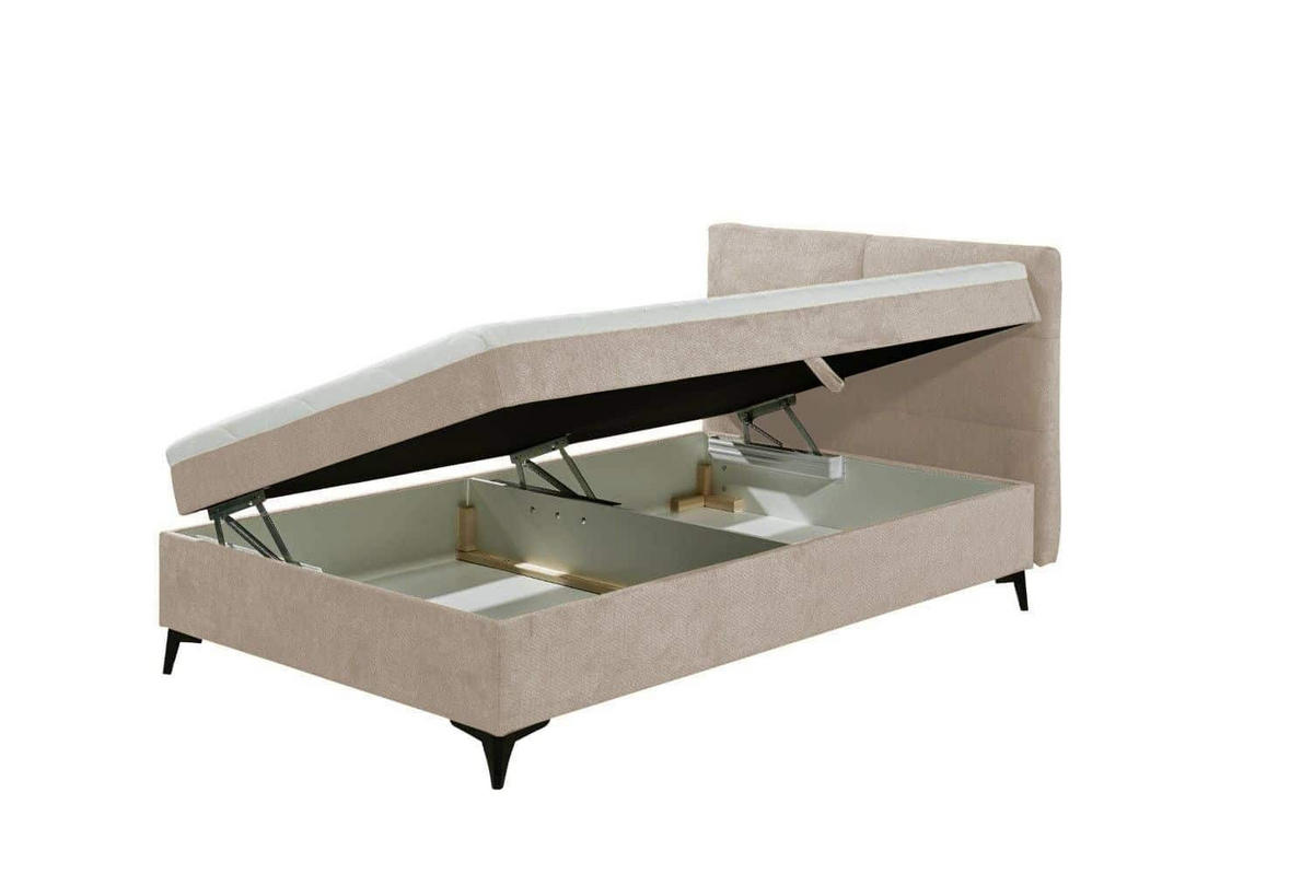 BOXBETT 120x200 inkl. Topper und Bettkasten - Beige/Schwarz, Holz/Holzwerkstoff (120/200cm) - ed exciting design