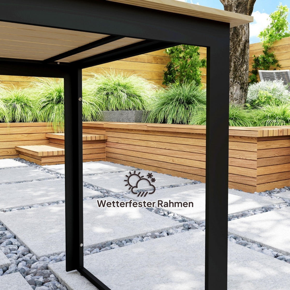 GARTENTISCH Metall Schwarz - Naturfarben, Metall (175/78/75cm) - ComfortXL