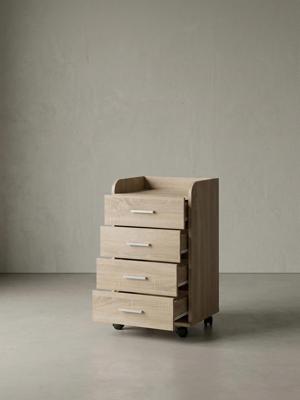 ROLLCONTAINER 4 Schubladen Ablage Melaminbeschichtet ISONZO, Beige 40x33x71 cm - Beige/Schwarz, Holz/Kunststoff (40/71/33cm) - KADIMA DESIGN
