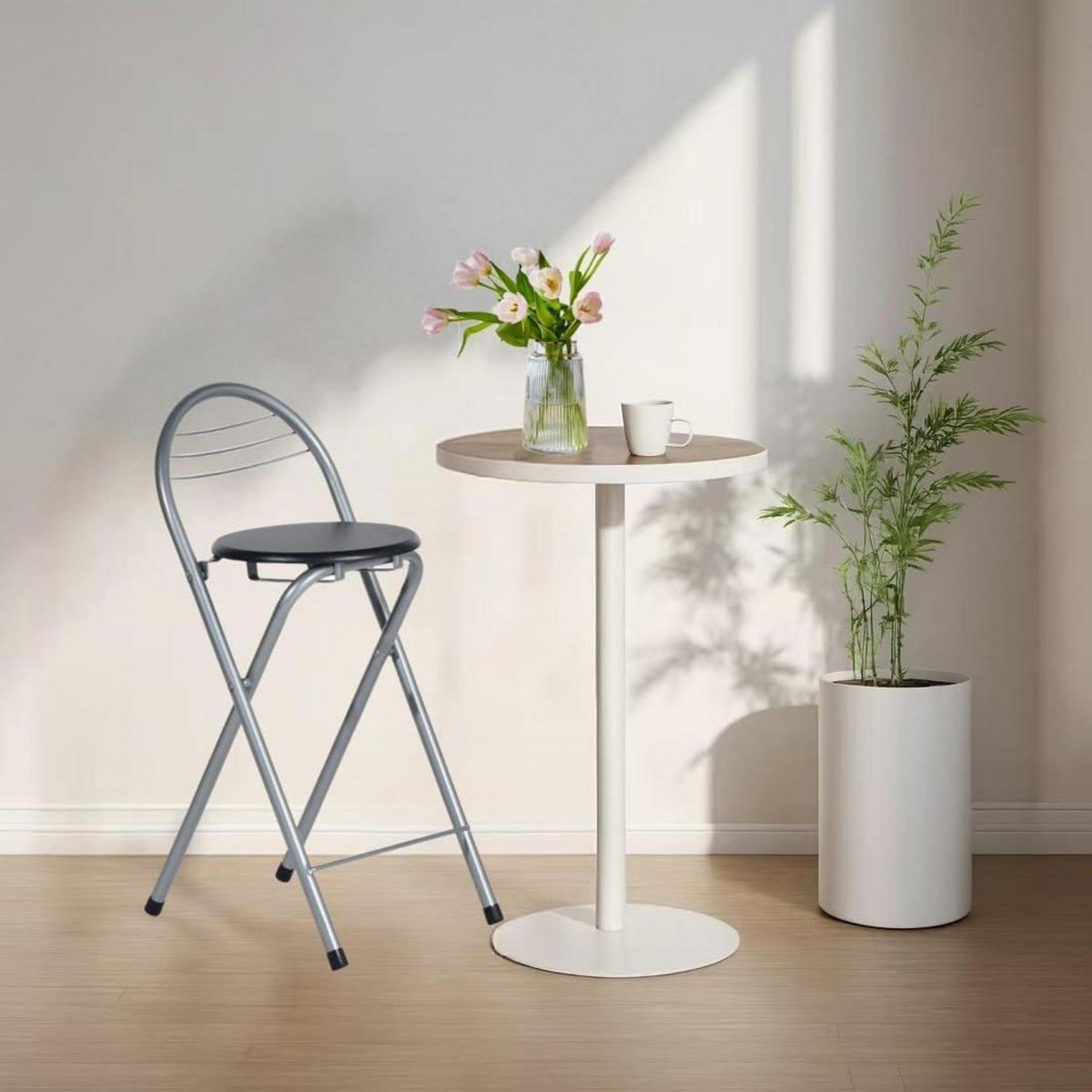 BARHOCKER Klappbar Sitzhöhe 61 cm Schwarz/Silber - Multicolor, Metall (36/79/41cm)