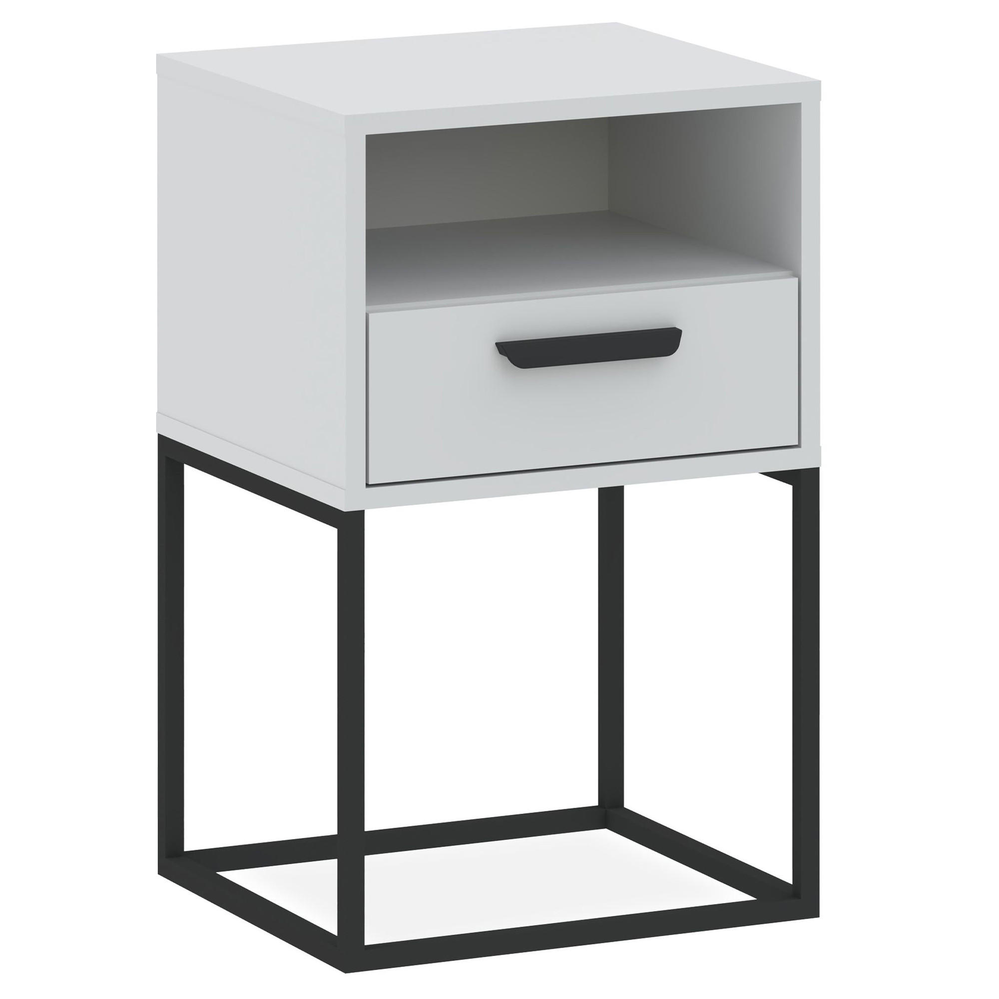 NACHTTISCH RECTUS Nachtschrank, Modern - Schwarz/Weiß, Holzwerkstoff (40/65/39cm) - KONSIMO®