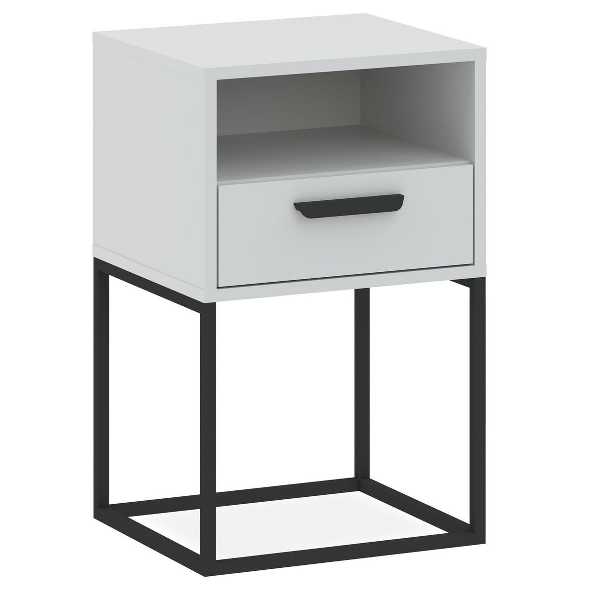 NACHTTISCH RECTUS Nachtschrank, Modern - Schwarz/Weiß, Holzwerkstoff (40/65/39cm) - KONSIMO®