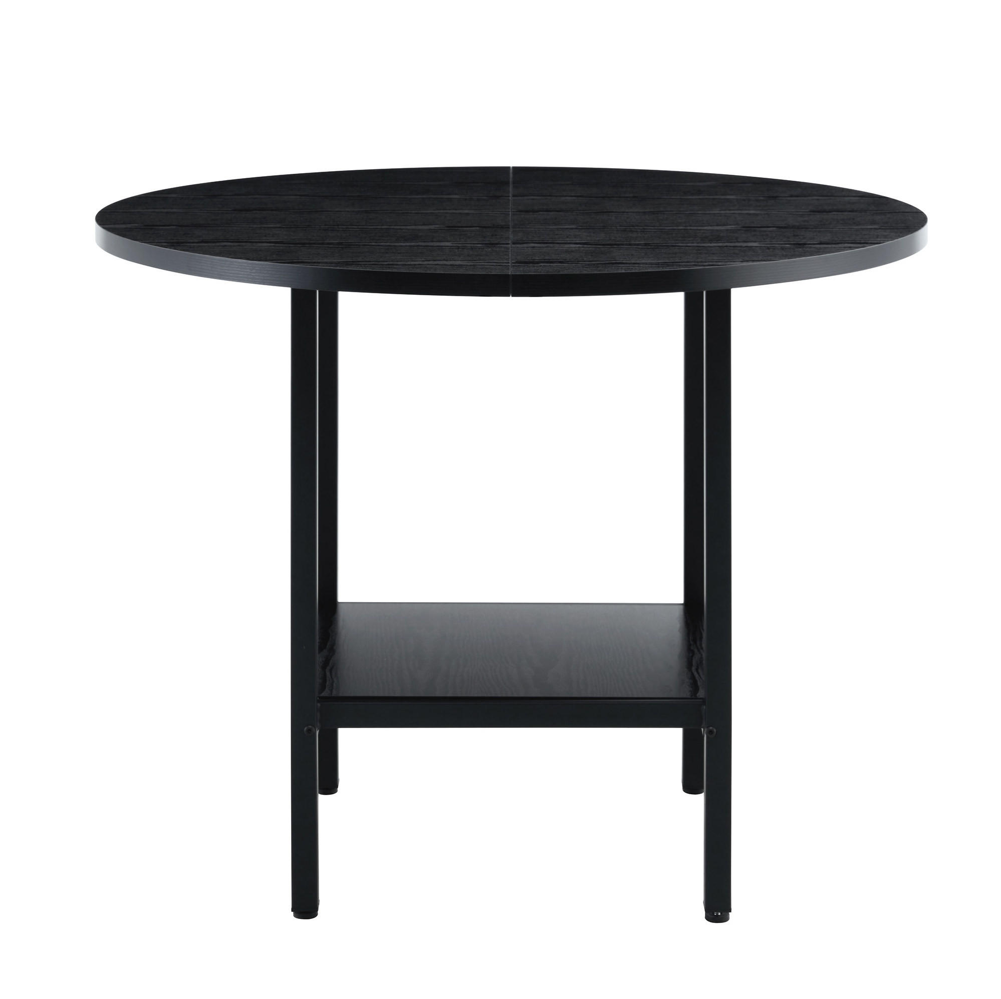 Modfu JÍDELNÍ stůl z MDF a kovu 100x100x77 cm černý s úložnou policí pro 4–6 osob