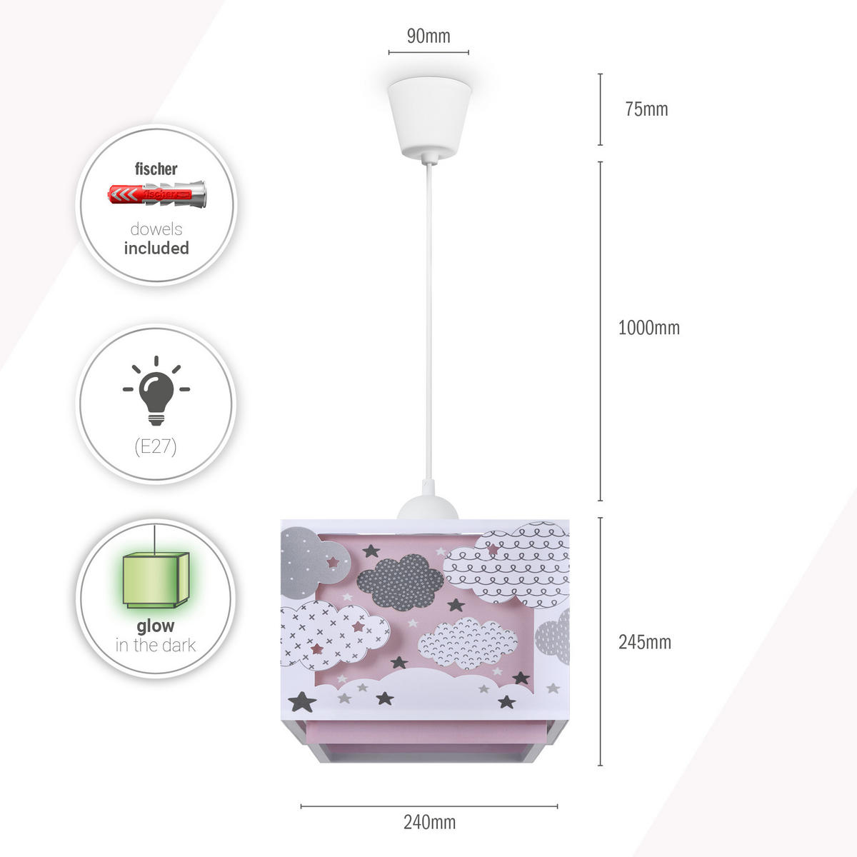 PENDELLEUCHTE Greta Pd Cloud - Weiß, Kunststoff (24/24/24.5cm) - Paco Home