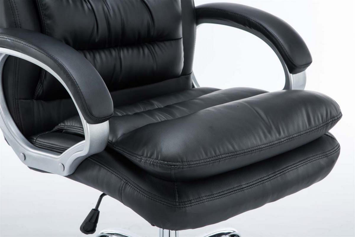 CHEFSESSEL Lederlook schwarz - Chromfarben/Schwarz, Textil/Metall (68/116/77cm) - CLP