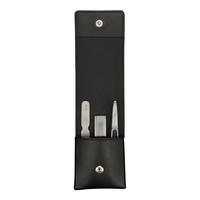 NAGELPFLEGE Set BCI 1.1 3-tlg. im Lederetui, Edelstahl, Nappaleder, Silberfarben, Schwarz - Silberfarben, Metall (6.5/3/14cm) - Kai Messer