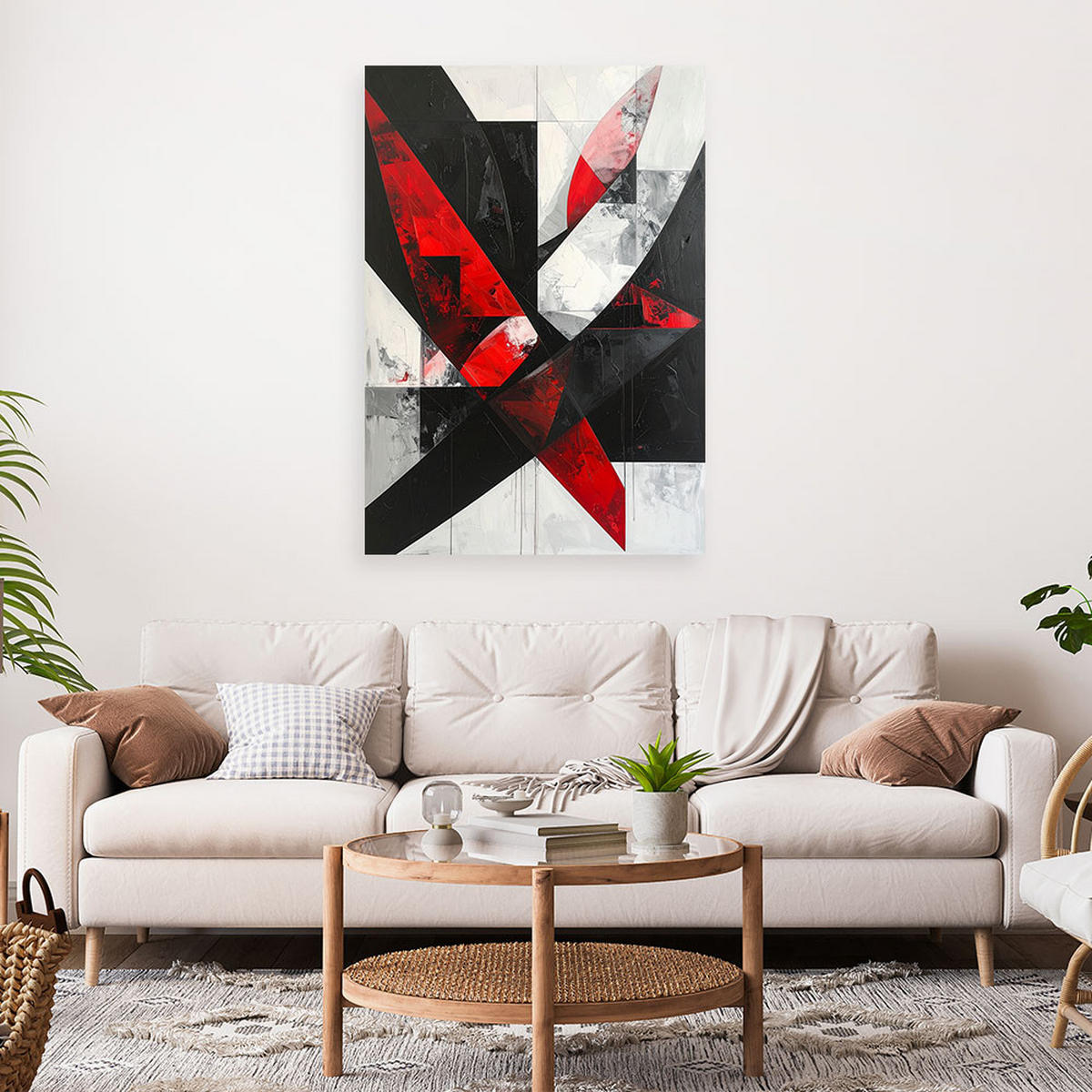 LEINWANDBILD 3D und geometrisch 70x100cm - Rot, Textil (70/100cm) - Feeby