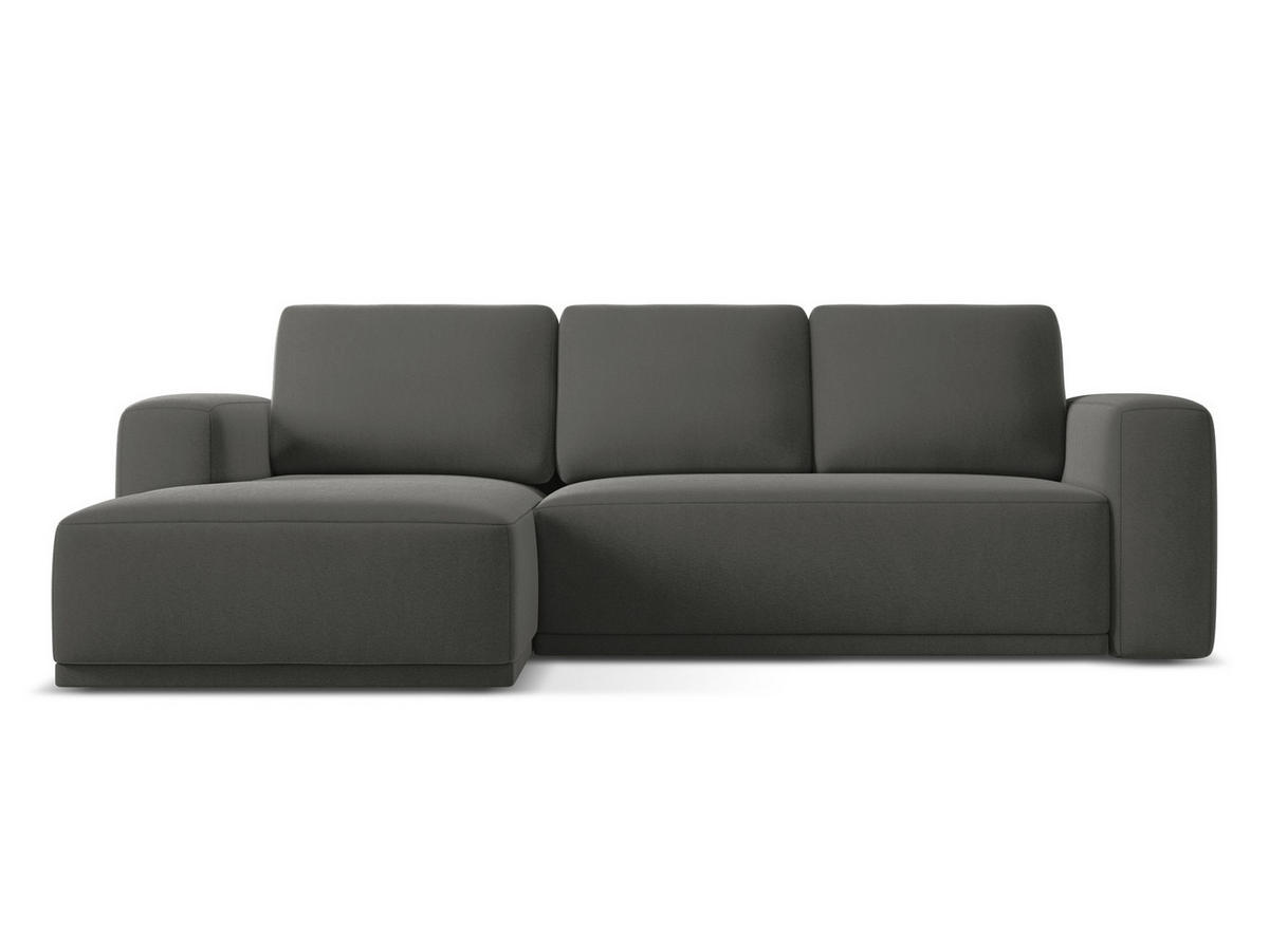 ECKSOFA mit Schlaffunktion Samt Stoff Grau - Dunkelgrau/Schwarz, Kunststoff/Textil (258/160cm) - Makamii
